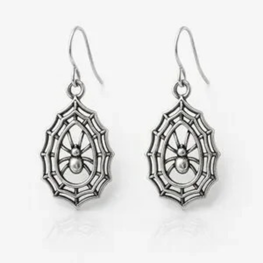 Silver Punk Spider Web Earrings